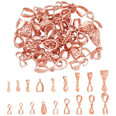 54Pcs 9 Styles Brass Ice Pick Pinch Bails for Pendant Making KK-PH0009-96-1
