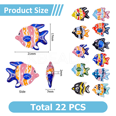 22Pcs 11 Colors Handmade Porcelain Beads PORC-HS0001-06-1
