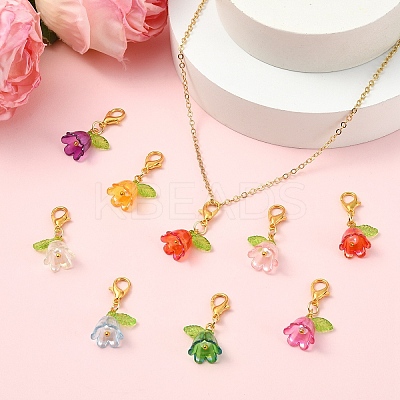 48Pcs 8 Colors Acrylic Pendant Decorations HJEW-YW00190-1