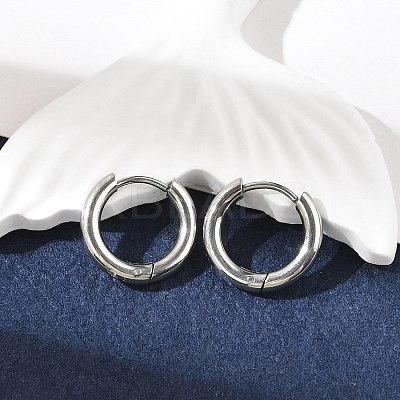 Tarnish Resistant 201 Stainless Steel Huggie Hoop Earrings MAK-R021-15mm-1