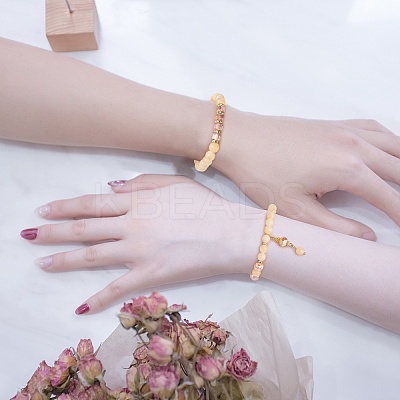 4Pcs 4 Style Natural Topaz Jade & Synthetic Citrine Stretch Bracelets Set with Glass Beaded BJEW-SW00105-07-1