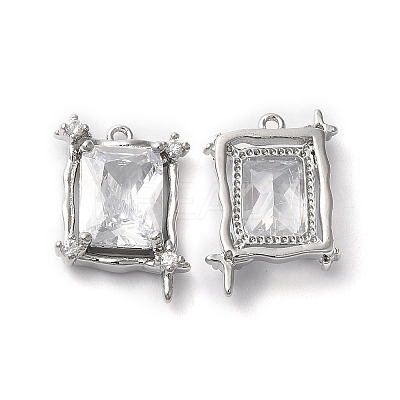 Brass Pave Cubic Zirconia with Glass Pendants KK-G465-47P-1