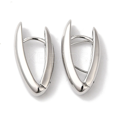 V-shapeRing Brass Hoop Earrings for Women EJEW-U008-11P-1