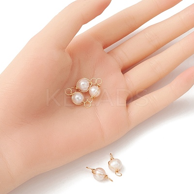 Natural Cultured Freshwater Pearl Connector Charms PALLOY-YW0001-39-1