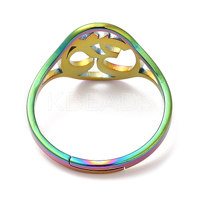 Ion Plating(IP) 304 Stainless Steel Yoga Adjustable Ring for Women RJEW-M149-24RC-1