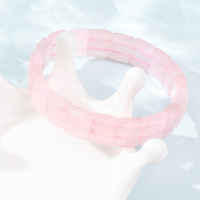 Natural Rose Quartz Beaded Stretch Bracelets for Unisex G-K303-02L-1
