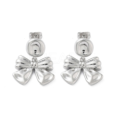 Bowknot Brass Dangle Stud Earrings EJEW-Q811-13G-1