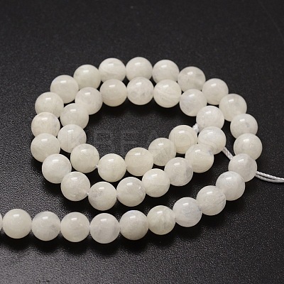 Natural White Moonstone Round Beads Strands X-G-E329-4-4.5mm-49-1