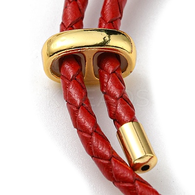 Brass Column Bar Link Bracelet with Leather Cords BJEW-G675-05G-1