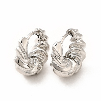Twist Ring Rack Plating Brass Hoop Earring for Women LS-EJEW-H091-14P-1