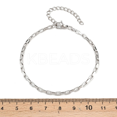 201 Stainless Steel Rectangle Link Chains Chain Bracelets for Women BJEW-G767-01C-P-1