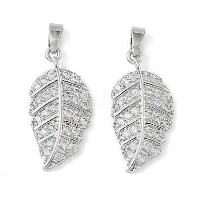 Brass Micro Pave Clear Cubic Zirconia Charms KK-A290-01B-P-1