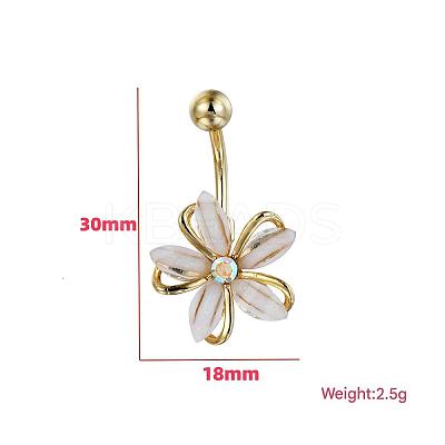 Flower Brass Cubic Zirconia Curved Barbell Belly Rings FS-WG56D26-01-1