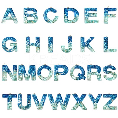 26Pcs 26 Styles Transparent Epoxy Resin Pendants CRES-YW0002-28K-1