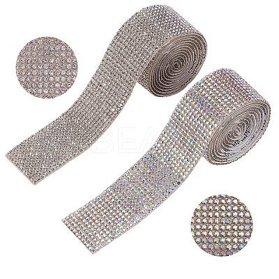 2 Strands 2 Colors Glitter Glass Hotfix Rhinestone(Hot Melt Adhesive On The Back) DIY-SZ0007-47-1