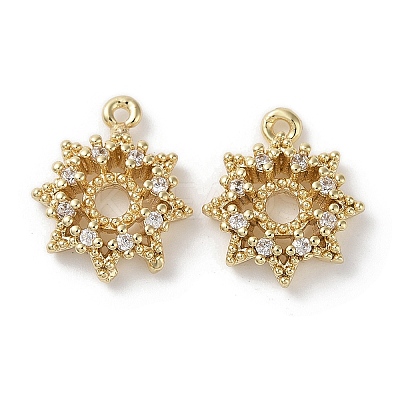 Brass Micro Pave Clear Cubic Zirconia Charms KK-G491-12G-1