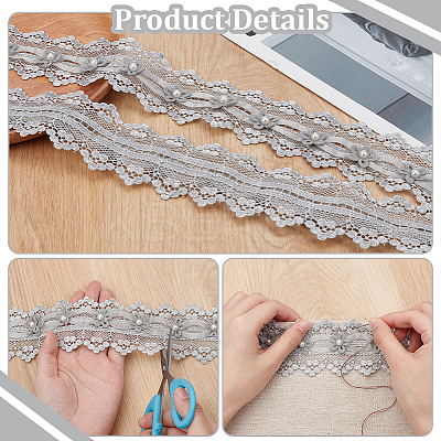 3 Yards Polyester Flower Lace Trim OCOR-OC0001-67B-1