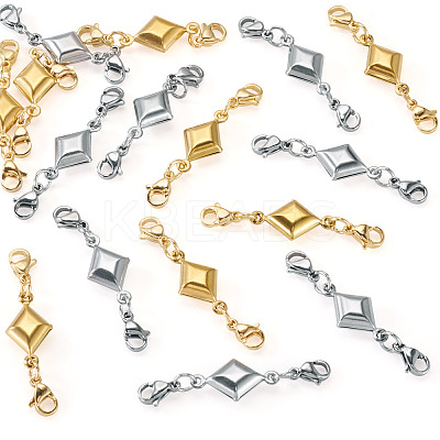 16Pcs 2 Style 304 Stainless Steel Lobster Claw Clasps PALLOY-TAC0264-1