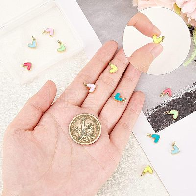 12Pcs 6 Colors Rack Plating Brass Enamel Charms KK-FH0004-36-1