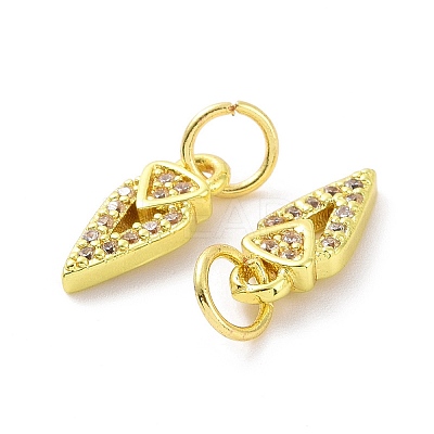 Brass Micro Pave Clear Cubic Zirconia Pointed Charms KK-E068-VF075-1