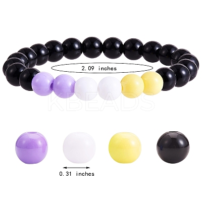 Acrylic Round Beaded Stretch Bracelet for Women BJEW-SW00066-01-1