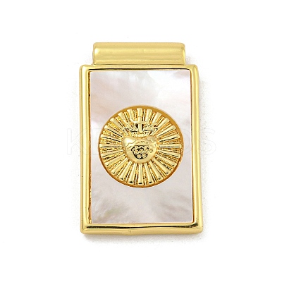 Rack Plating Brass Pave Natural Shell Pendants KK-G513-27G-1
