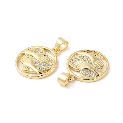 Brass Micro Pave Clear Cubic Zirconia Pendants ZIRC-L103-048G-1