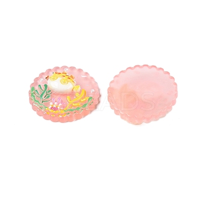 Ocean Theme Flat Round Resin Cabochons CRES-T025-02D-1