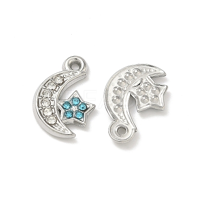 304 Stainless Steel Rhinestone Pendants STAS-L308-02C-P-1