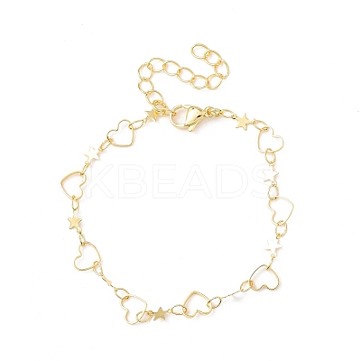 Brass Link Chain Bracelets for Women BJEW-C140-11G-1