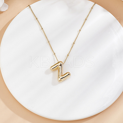 1pc Brass Chain with Alloy Letter Pendants Necklaces NJEW-LP0001-41Z-G-1