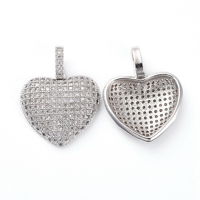 Brass Micro Pave Clear Cubic Zirconia Pendants KK-I658-36P-1