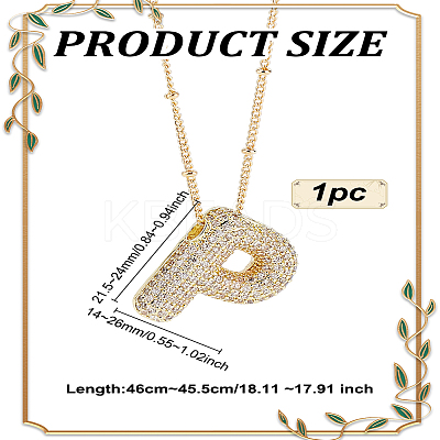 1Pc Brass Micro Pave Cubic Zirconia Letter Pendant Necklaces NJEW-LP0001-43P-G-1