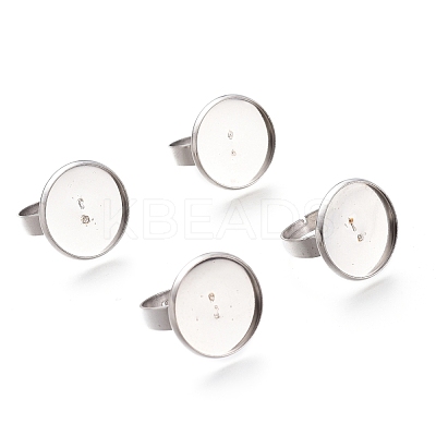 Tarnish Resistant Adjustable 304 Stainless Steel Finger Rings Components STAS-F149-18P-G-1