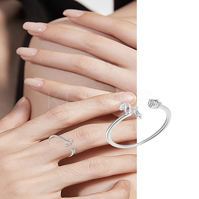 1Pc Letter Brass Rhinestone Open Cuff Rings for Women AJEW-LP0004-47Y-S-1