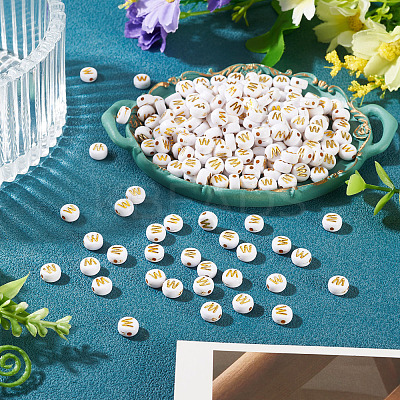 500Pcs Plating Acrylic Beads PACR-TADJ0001-01W-1