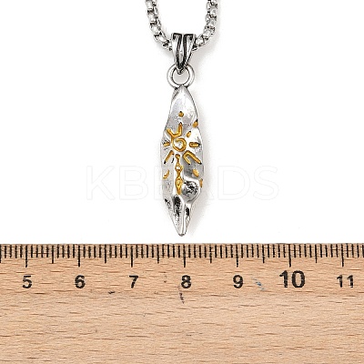 Alloy Sun Totern Pendant Box Chain Necklaces NJEW-Z101-02P-1
