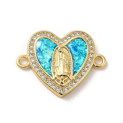 Rack Plating Brass Micro Pave Clear Cubic Zirconia Connector Charms KK-D088-41G-1