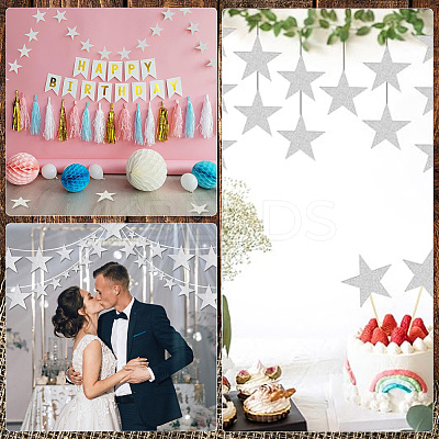 60Pcs Paper Glitter Star Wall Decoration AJEW-SP0001-17B-1