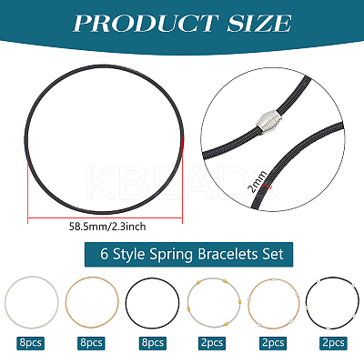 30Pcs 6 Style Spring Bracelets Set BJEW-BC0001-10-1
