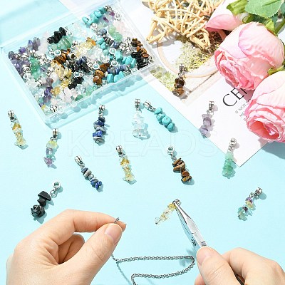 50Pcs 10 Style Natural & Synthetic Gemstone European Dangle Charms HJEW-CJ00093-1