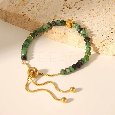 Adjustable Natural Round Ruby in Zoisite Beads Slider Bracelets LS-LF2079-2-1