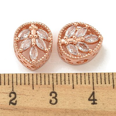 Rack Plating Brass Micro Pave Cubic Zirconia Beads KK-A220-12RG-1