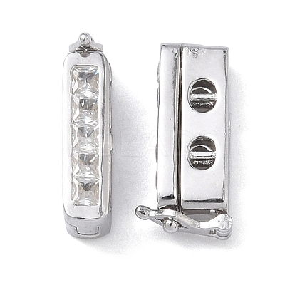 925 Sterling Silver Cubic Zirconia Twister Clasps STER-WH0007-28C-P-1