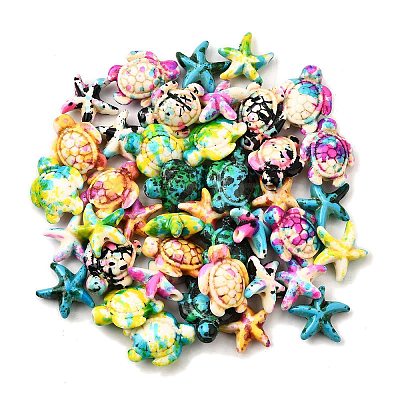 50Pcs 10 Styles Synthetic Turquoise Dyed Beads G-FP0001-05-1