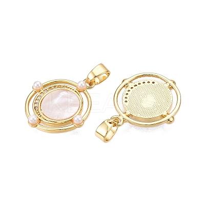 Brass Micro Pave Clear Cubic Zirconia Pendants KK-N254-190G-1