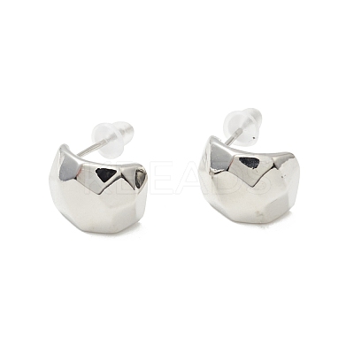Alloy Curved Thick Stud Earrings with 925 Sterling Silver Pins for Women EJEW-G310-02P-1