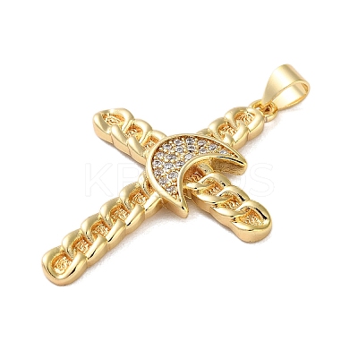 Brass Micro Pave Clear Cubic Zirconia Pendants KK-A212-06F-G-1