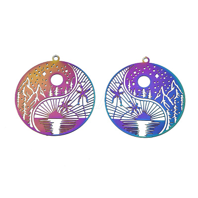 Ion Plating(IP) 201 Stainless Steel Filigree Pendants X-STAS-S118-025-1