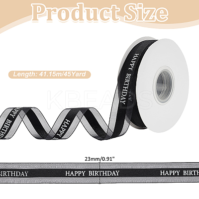 Happy Birthday Polyester Ribbons SRIB-WH0011-341C-1